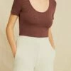 Itana Dream Rib Tee - Mocha -AMOUR VERT Sales 0018 Short Sleeve Itana Mocha 4420 web 04ef9b2d e703 4975 9291 bf066af1f4a0