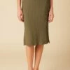 Vindy Paris Rib Skirt - Calla Green
