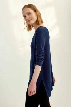 Celine 3/4 Sleeve Dream Rib Tee - Ocean -AMOUR VERT Sales 0069 Celine Navy 1862 web bba6af26 ff47 4714 beaf 7ba8247be401