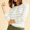Berkeley Long Sleeve Dream Knit Tee - White Havana Stripe -AMOUR VERT Sales 0108LongSleeveBerkeleyWhiteHavanaStripe 5879 web d4582084 0ef3 4315 afce 9cdffc19b33c