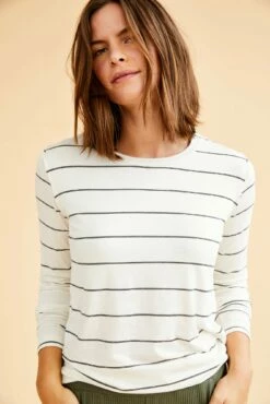 Berkeley Long Sleeve Dream Knit Tee - White Havana Stripe -AMOUR VERT Sales 0108LongSleeveBerkeleyWhiteHavanaStripe 5882 web 89423753 7949 4123 8bf3 19cff26b5338