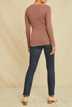 Itana Long Sleeve Scallop Knit Tee - Maple Quartz Stripe -AMOUR VERT Sales 0110 Itana Scallop Maple Quartz 3391 web 17436931 537d 4240 a261 eabeefe0ecca