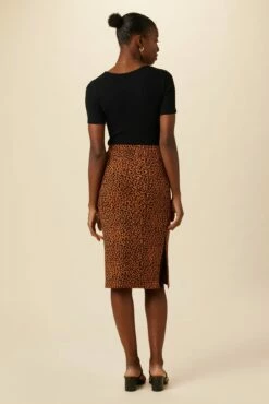Vindy Reverie Knit Skirt - Almond Leopard Print -AMOUR VERT Sales 0220 Vindy Almond Leopard 3