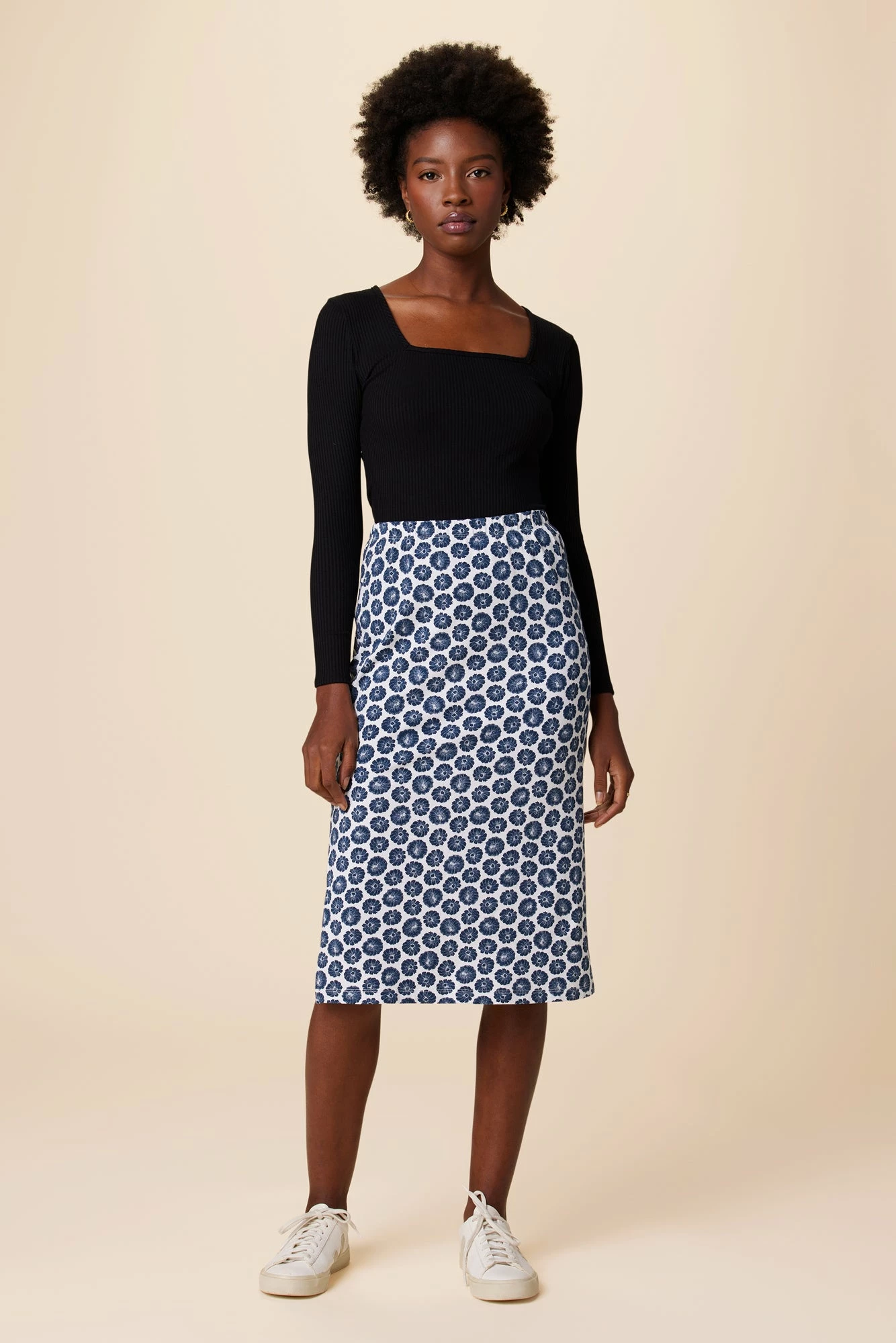 Vindy Reverie Knit Skirt - Calico Navy 4 Vindy Reverie Knit Skirt - Calico Navy - Image 2