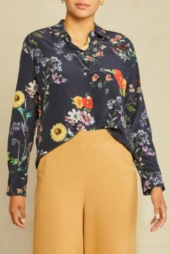 Bixby Washable Silk Blouse - Provence Floral