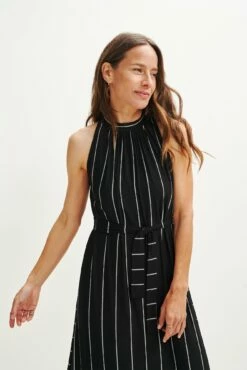 Mila Zero-Waste Dream Knit Dress -AMOUR VERT Sales 0365 Mila Zero Waste Dress Black Havana Stripe 1632 web