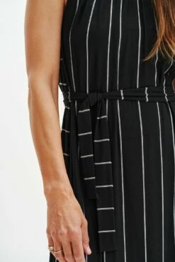Mila Zero-Waste Dream Knit Dress -AMOUR VERT Sales 0365 Mila Zero Waste Dress Black Havana Stripe 1673 web