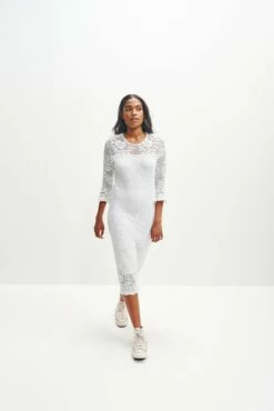Fabienne Crochet Dress -AMOUR VERT Sales 0368 Fabienne White 0690 web