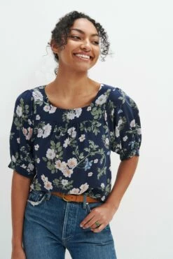 Edith Washable Silk Blouse - Petaluma Floral