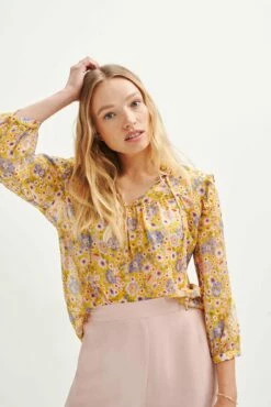 Camila Nouveau Silk Blouse - Midi Floral Sunflower -AMOUR VERT Sales 0394 Camila Sunflower 0159 web 787a2cef 0b21 413e 8f27 18e9348f8fdf