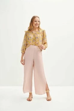 Camila Nouveau Silk Blouse - Midi Floral Sunflower