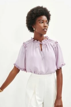 AMOUR VERT Sales 51 Zuri Cupro Blouse - Lilac