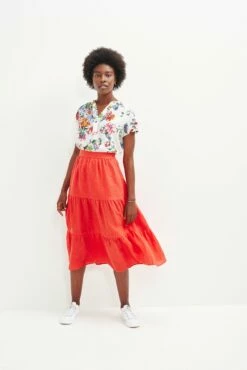 Jill Linen Skirt - Carmine -AMOUR VERT Sales 0404 Jill Carmine 2265 web