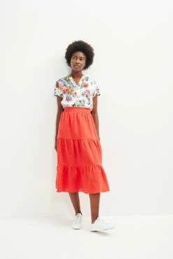 Jill Linen Skirt - Carmine -AMOUR VERT Sales 0404 Jill Carmine 2277 web