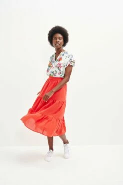 Jill Linen Skirt - Carmine -AMOUR VERT Sales 0404 Jill Carmine 2289 web