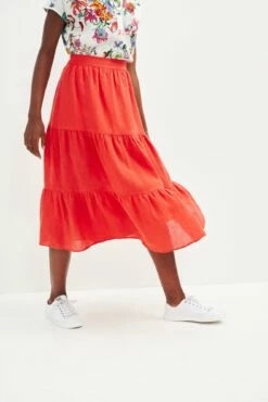 Jill Linen Skirt - Carmine -AMOUR VERT Sales 0404 Jill Carmine 2313 web