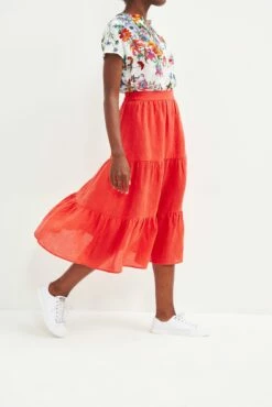 Jill Linen Skirt - Carmine -AMOUR VERT Sales 0404 Jill Carmine 2332 web