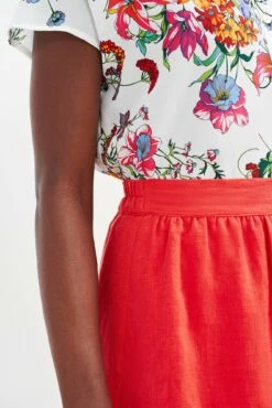 Jill Linen Skirt - Carmine -AMOUR VERT Sales 0404 Jill Carmine 2363 web