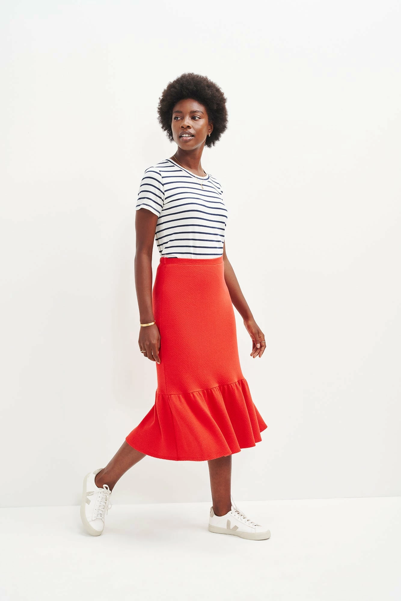 Melia Scallop Knit Skirt - Carmine 3 Melia Scallop Knit Skirt - Carmine
