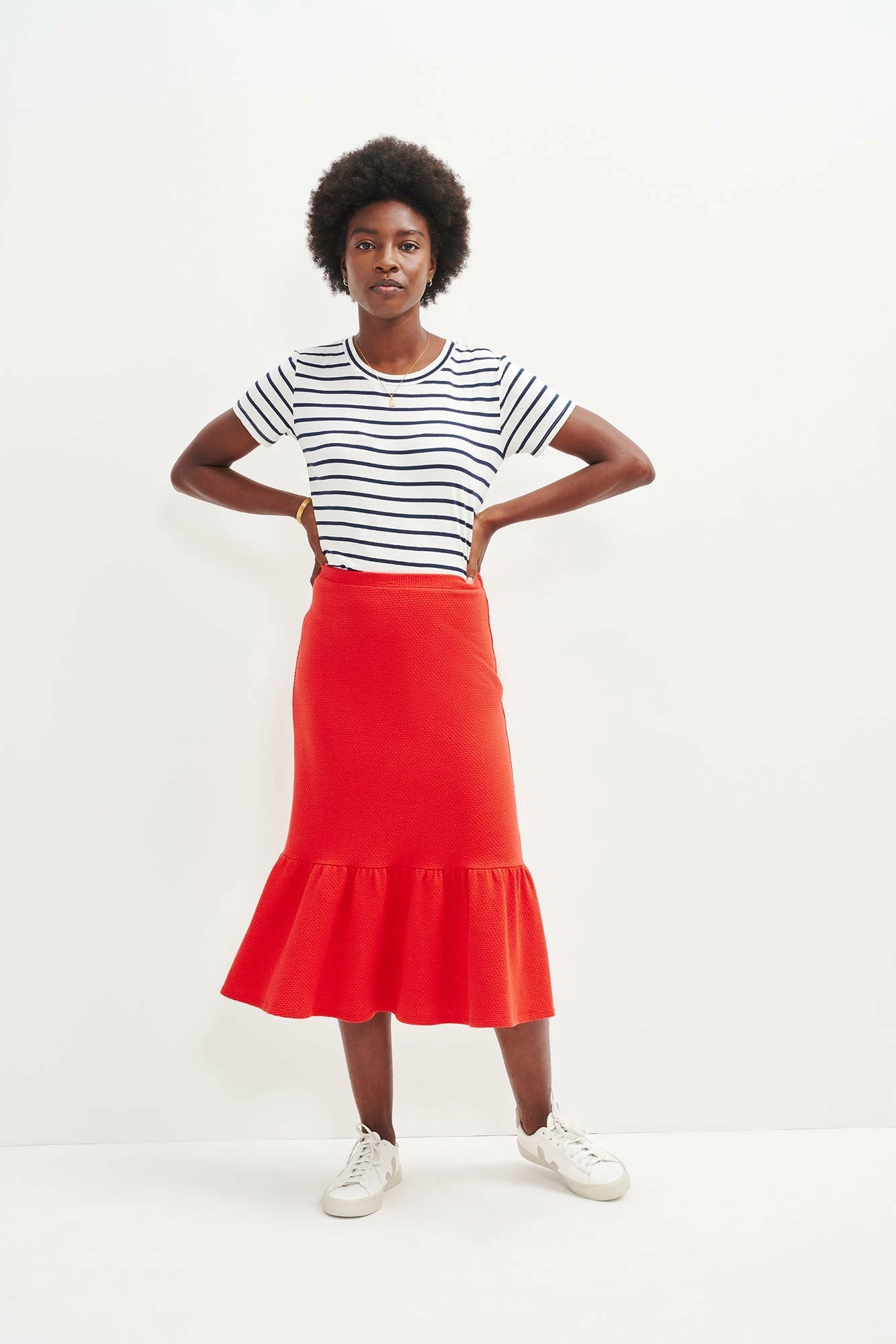 Melia Scallop Knit Skirt - Carmine 4 Melia Scallop Knit Skirt - Carmine - Image 2