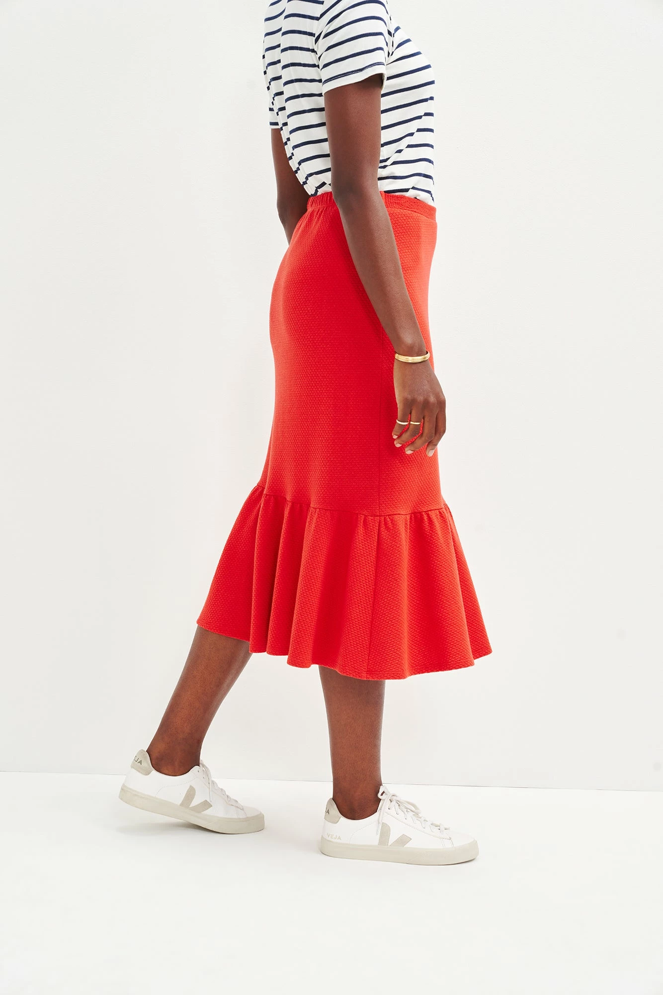 Melia Scallop Knit Skirt - Carmine 5 Melia Scallop Knit Skirt - Carmine - Image 3