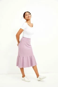 Melia Scallop Knit Skirt - Lavender