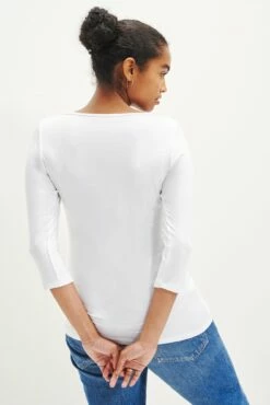 Francoise 3/4 Sleeve Dream Knit Tee - White -AMOUR VERT Sales 0422 3Q Slv Francoise White 1054 web 66321f0f 19e7 402c bc6e 5c3e6febe78d