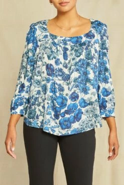 AMOUR VERT Sales 57 Eusalia Ecovero Blouse - Elsinore Blue