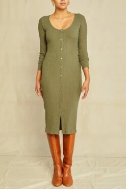 Soraya Paris Rib Dress - Calla Green