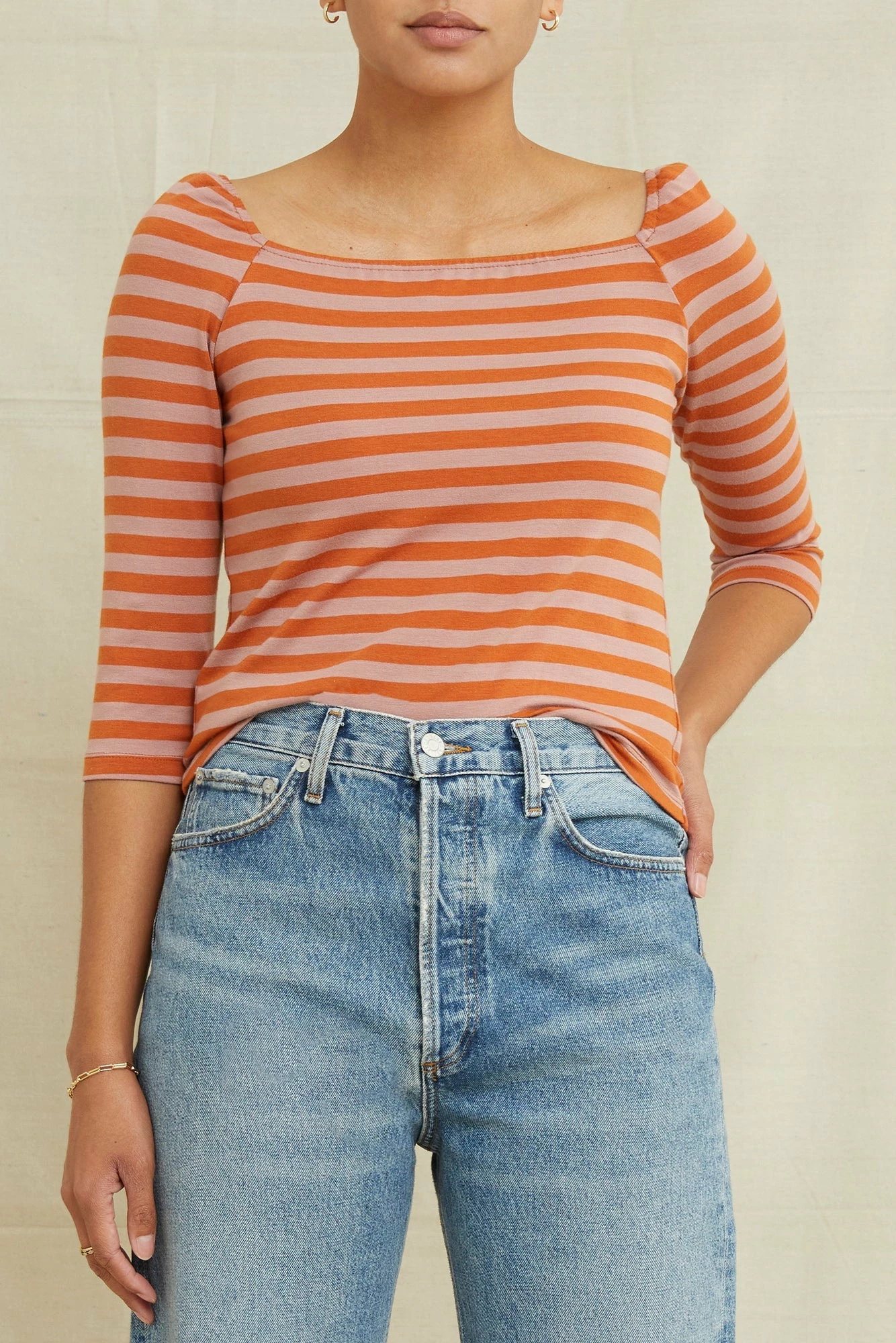 Amela 3/4 Sleeve Reverie Knit Tee - Quartz And Umber 4 Amela 3/4 Sleeve Reverie Knit Tee - Quartz And Umber - Image 2