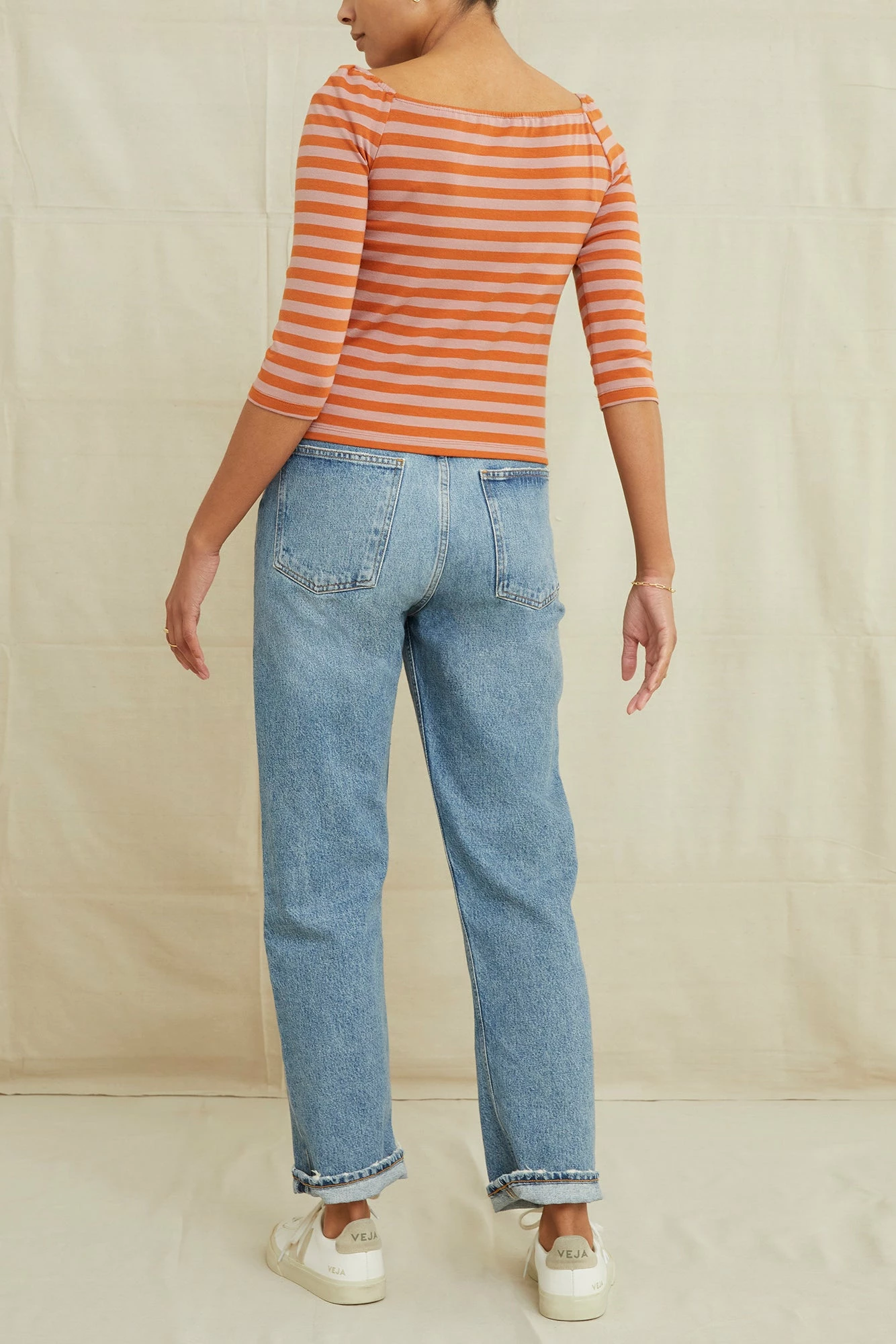 Amela 3/4 Sleeve Reverie Knit Tee - Quartz And Umber 6 Amela 3/4 Sleeve Reverie Knit Tee - Quartz And Umber - Image 4