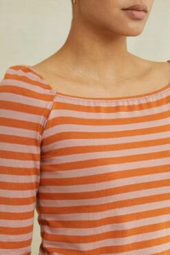 Amela 3/4 Sleeve Reverie Knit Tee - Quartz And Umber 11 Amela 3/4 Sleeve Reverie Knit Tee - Quartz And Umber -AMOUR VERT Sales 0590AmelaParisStripeQuartzUmber 1620 web 6065b181 c6d0 48fe 8061 d35138dee613