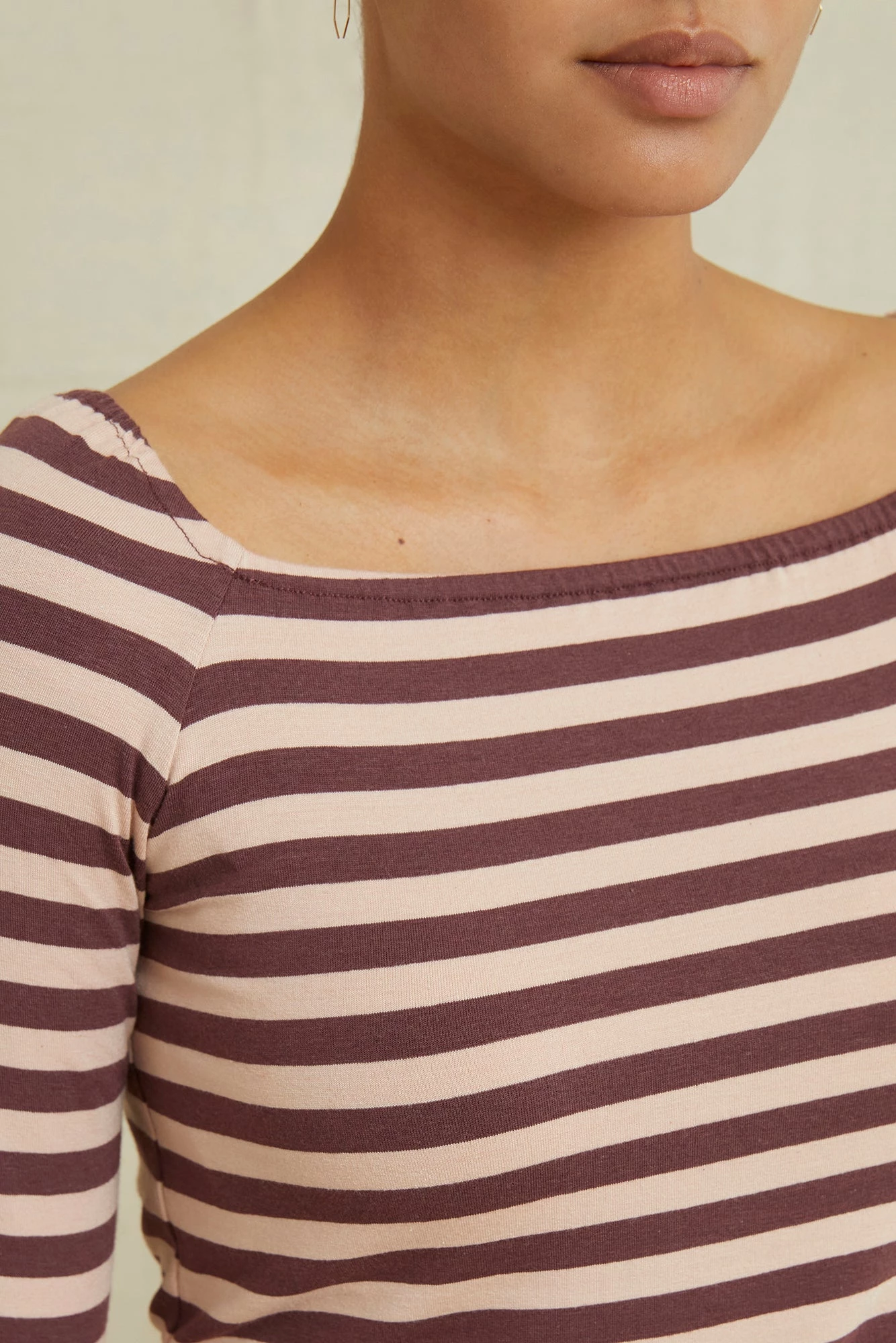Amela 3/4 Sleeve Reverie Knit Tee - Maple Rose Stripe 6 Amela 3/4 Sleeve Reverie Knit Tee - Maple Rose Stripe - Image 4