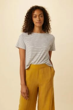 Roxie Reverie Slub Tee - Gigi White Stripe