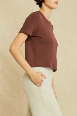 Tara Dream Rib Cropped Tee - Mocha -AMOUR VERT Sales 0622 Tara Mocha 5717 web eab655be bfb1 4dd5 a644 20981c50f339
