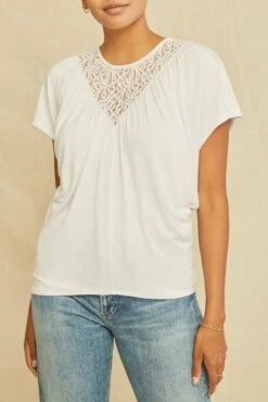 Mayr Lace Dream Knit Tee - White