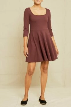 Lennox Ponte Twill Dress - Mocha