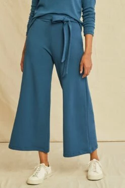 Eugenia Tie Waist Luxe Fleece Pants - Azure
