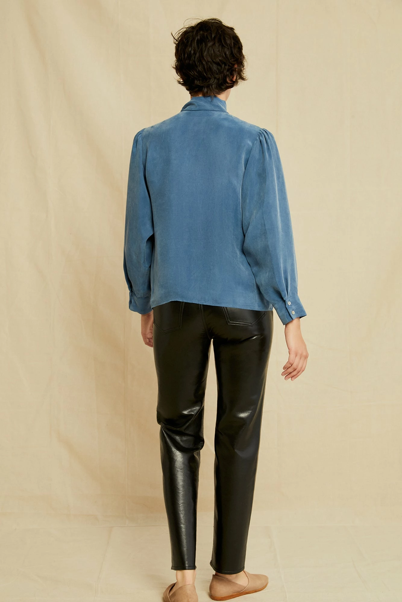 Olivet Cottonseed Cupro Blouse - Azure 6 Olivet Cottonseed Cupro Blouse - Azure - Image 4