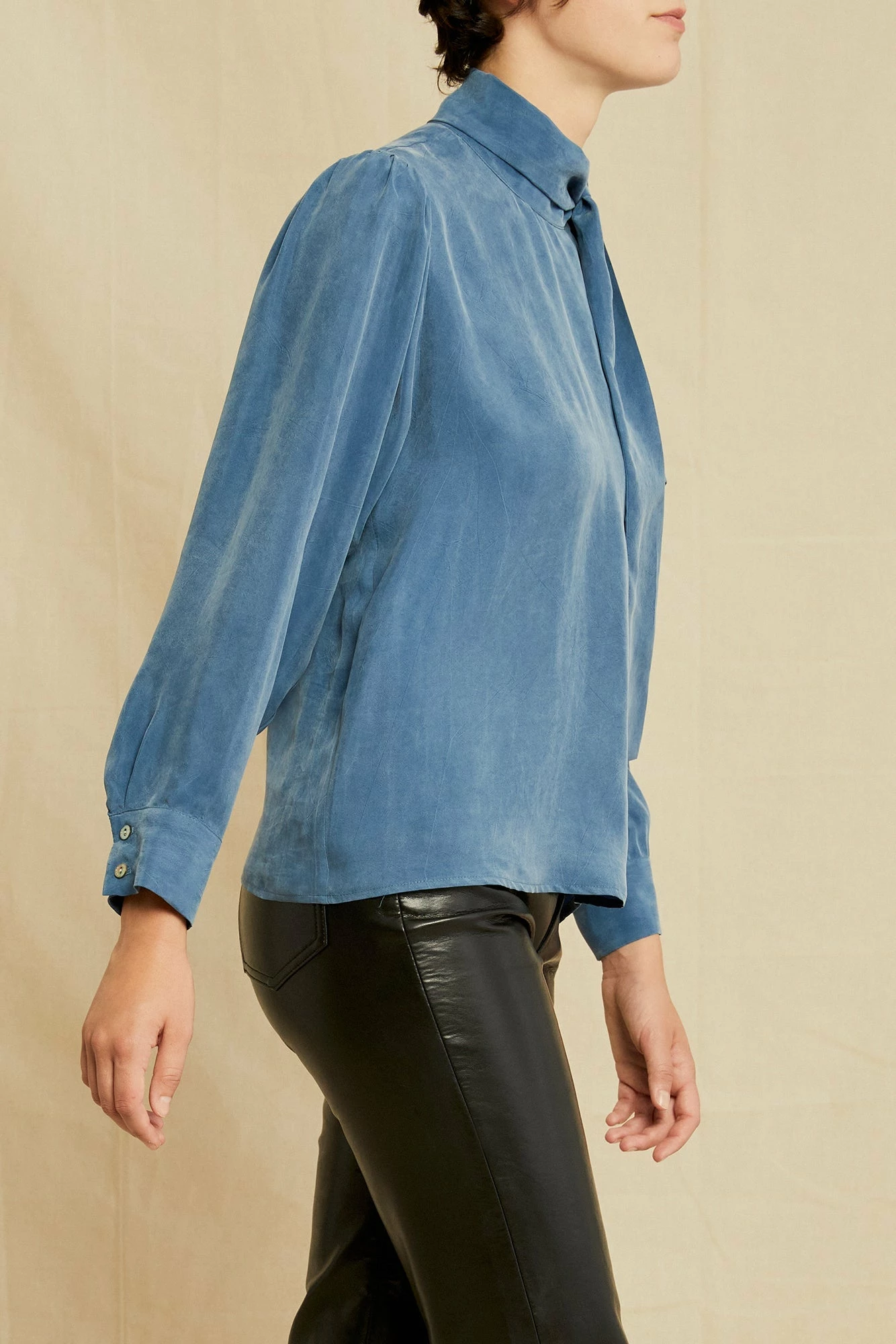 Olivet Cottonseed Cupro Blouse - Azure 4 Olivet Cottonseed Cupro Blouse - Azure - Image 2