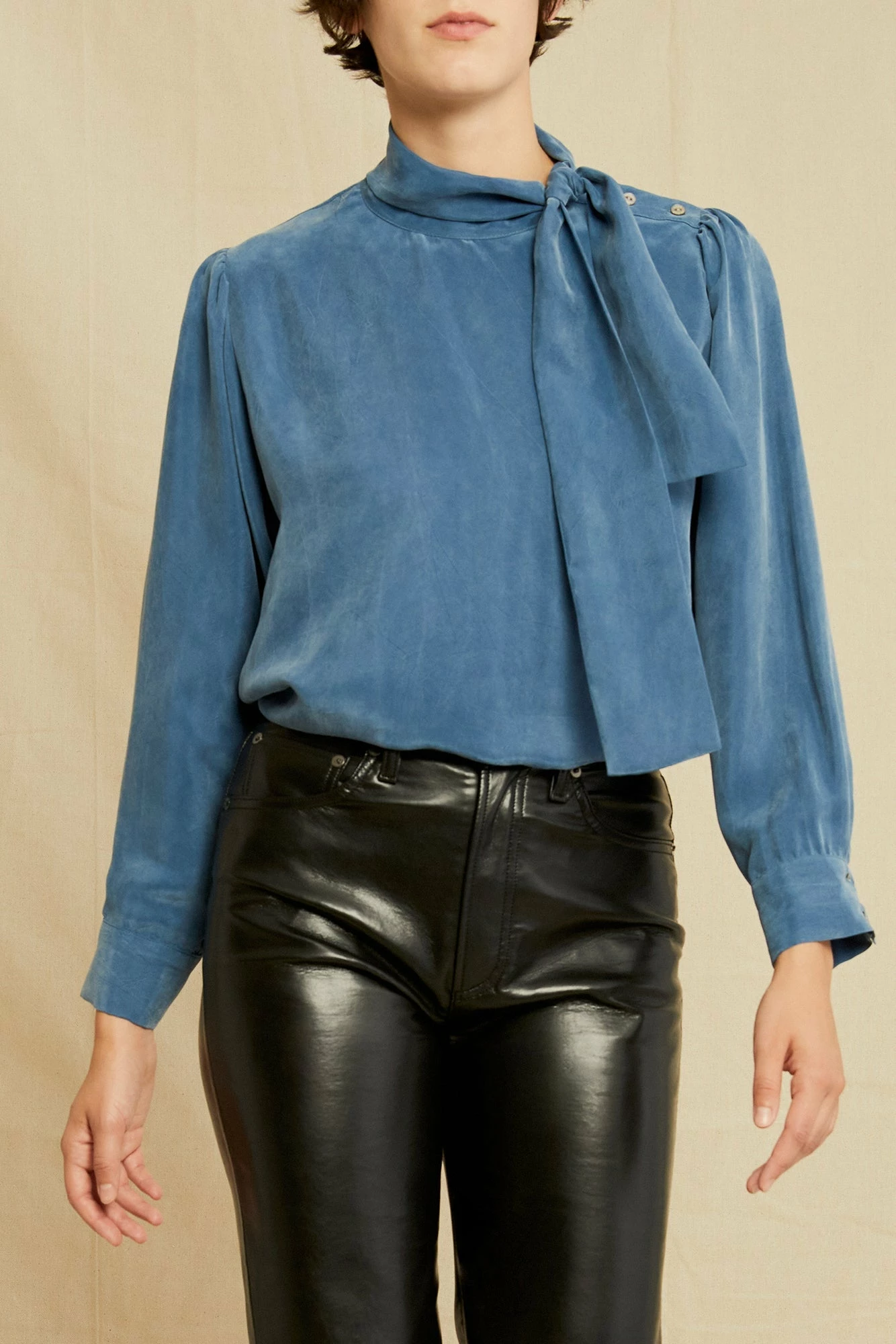 Olivet Cottonseed Cupro Blouse - Azure 3 Olivet Cottonseed Cupro Blouse - Azure