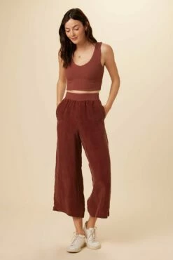 Salice Mixed Cupro Pants - Earth -AMOUR VERT Sales 0721 Salice Mixed Media Earth 5