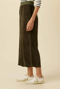 Salice Mixed Cupro Pants - Olive -AMOUR VERT Sales 0721 Salice Mixed Media Olive 2