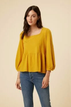 Blake Cotton Slub Blouse - Sunflower