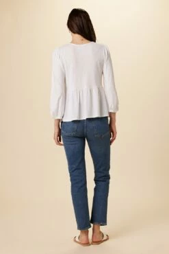 Blake Cotton Slub Blouse - White -AMOUR VERT Sales 0808R1 Blake White 3