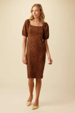 Bonnie Reverie Knit Dress - Almond Leopard Print