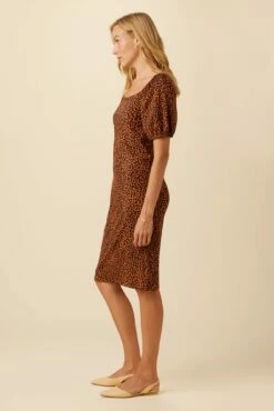 Bonnie Reverie Knit Dress - Almond Leopard Print -AMOUR VERT Sales 10050 Bonnie Almond Leopard 2