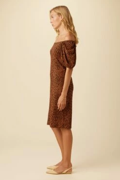 Bonnie Reverie Knit Dress - Almond Leopard Print -AMOUR VERT Sales 10050 Bonnie Almond Leopard 5