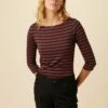 Francoise 3/4 Sleeve Dream Knit Tee - Maple Black Stripe -AMOUR VERT Sales 1005 3 4 Slv Francoise Harbor Stripe Maple Black 1