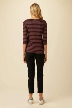Francoise 3/4 Sleeve Dream Knit Tee - Maple Black Stripe 8 Francoise 3/4 Sleeve Dream Knit Tee - Maple Black Stripe -AMOUR VERT Sales 1005 3 4 Slv Francoise Harbor Stripe Maple Black 3